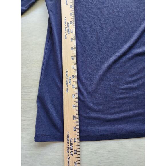 TOP-ANN TAYLOR-Basic-Rayon Spandex-Navy Blue-3/4 Length Sleeves--SIZE SMALL - Picture 10 of 13